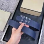 Tom Ford. New high-end double-sided calf leather, simple business men's waist belt, 4.0cm wide, doub